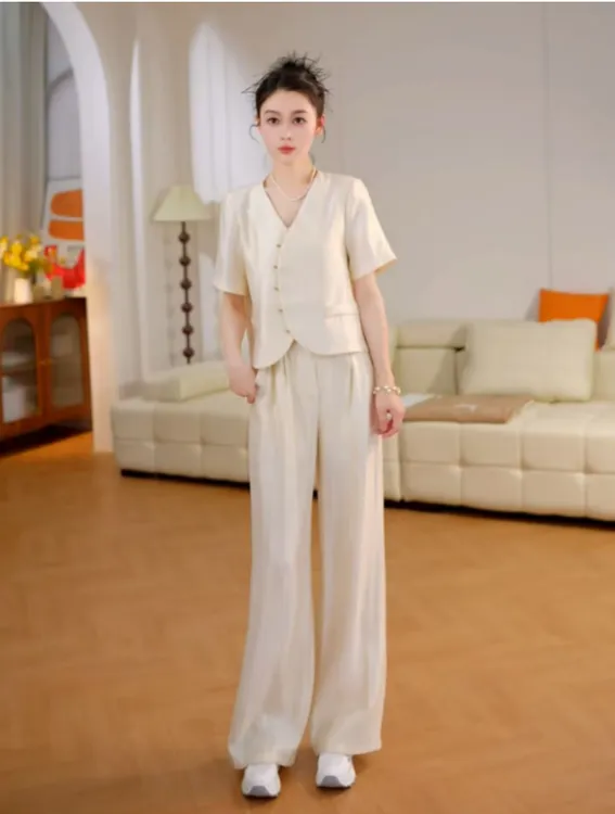 2夏日气质时尚套装女小个子2025新款法式小香风上衣两件套