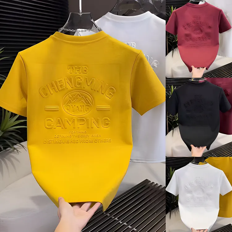 冬季新款加厚男士钢印百搭圆领半袖潮流时尚休闲高品质上衣情侣