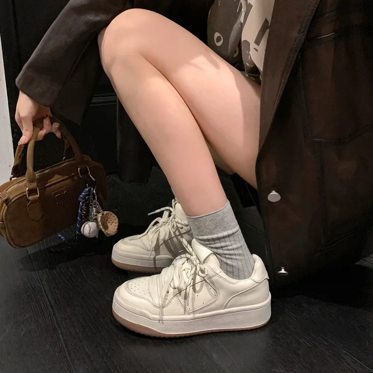 「原厂」脏脏小白鞋女2025秋季反绒皮百搭车缝线板鞋运动休闲鞋