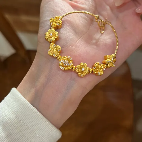铜合金手链 新中式爆闪十二花神转运珠手链轻奢精美仙女繁花手饰
