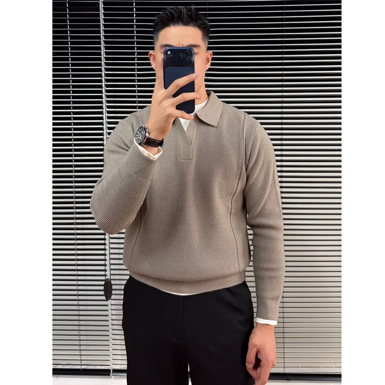 秋季海鸥领薄款翻领毛衣男士针织衫毛衣长袖时尚内搭外穿毛衣男装