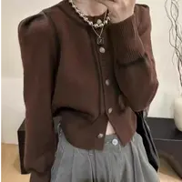 撞色针织毛衣开衫女秋季新款时尚洋气减龄上衣#2686