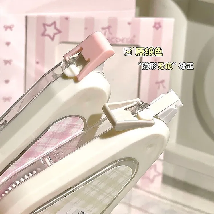 爆款学霸原纸色大容量修正带顺滑流畅一体翻盖式简约耐摔学生改错