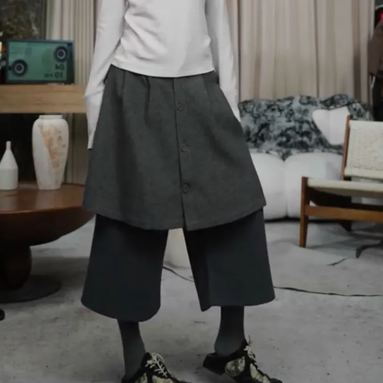 infobyfive2025秋冬新款假两件松紧腰屁帘八分裤裙裤壹NF0510402