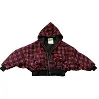 95629#格纹连帽宽松韩版棉服上衣