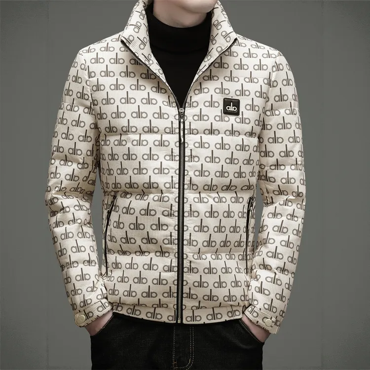 GUNEBOLURWA男装立领羽绒服冬季时尚休闲数码印花保暖外套潮流