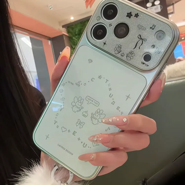 高级闪粉像素音符星星天使小兔适用苹果17promax手机壳iPhone16