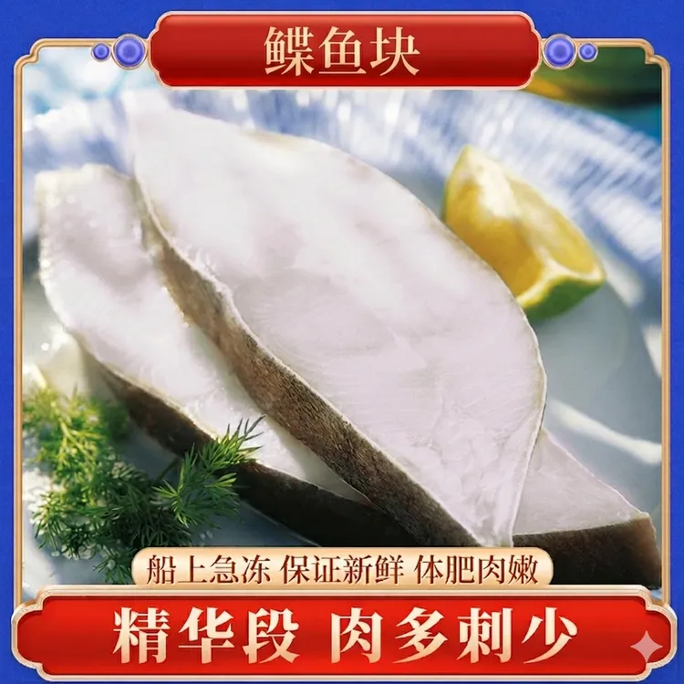 新鲜现切深海鲽鱼精华中段 无骨无刺 低脂高蛋白 鲽鱼片