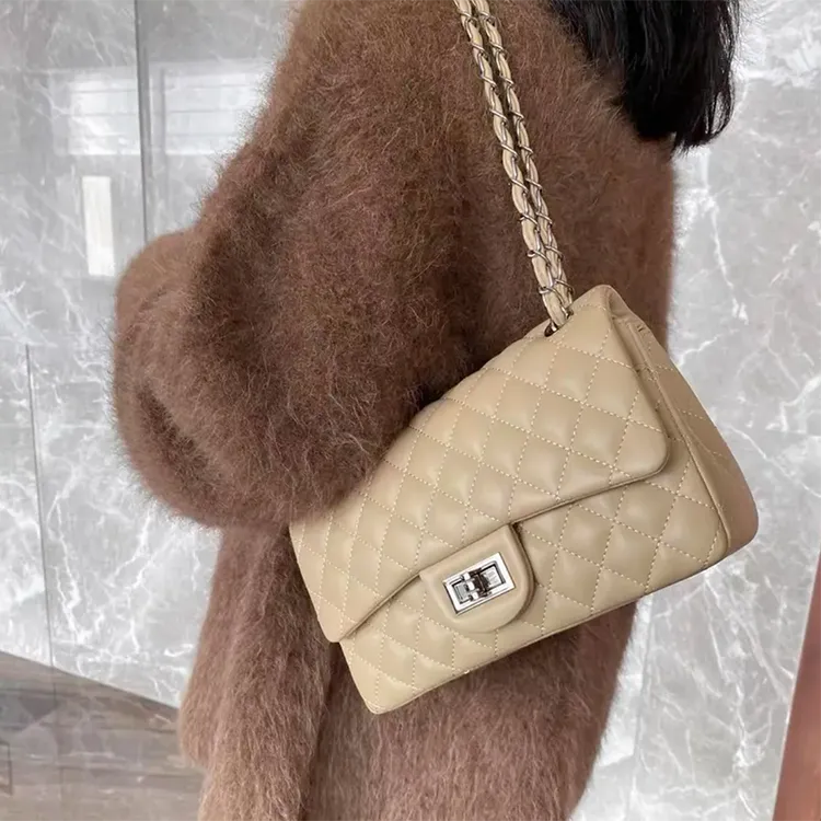 小众轻奢菱格链条包包女真皮2025秋冬新款百搭法式腋下单肩斜挎包