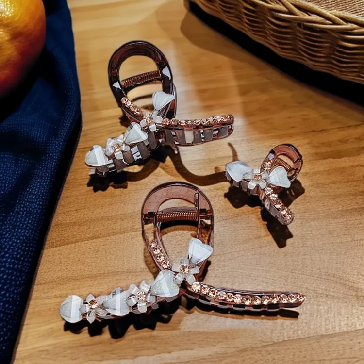 新款小清新4.5厘米春日花朵抓夹时尚减龄精致高级感刘海半扎发夹