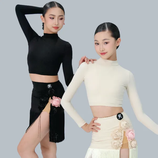 R·DESIGN拉丁舞服-花漾流苏-秋冬长袖练习服分体套装