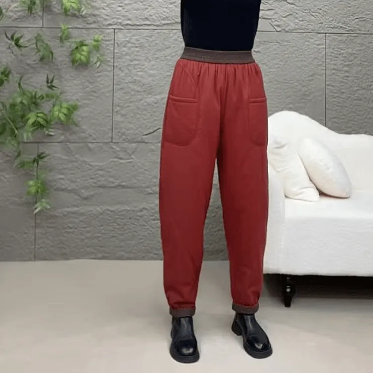 2025新款时尚洋气休闲百搭宽松显瘦棉裤裤子网红冬季松紧腰哈伦裤