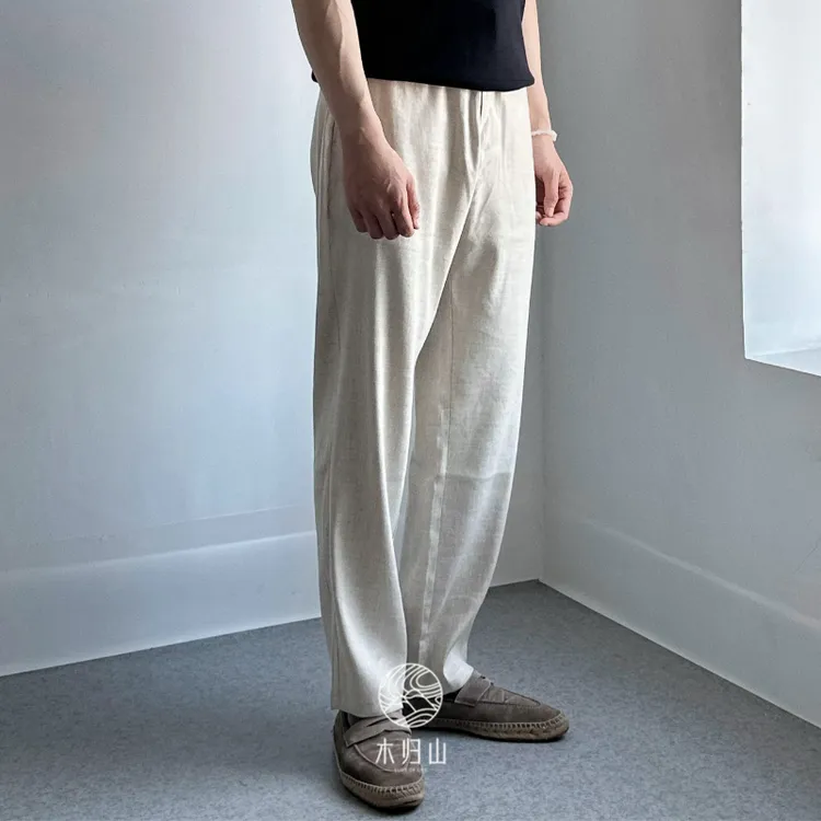 slice of life「溯源」男士地中海亚麻休闲直筒裤夏季宽松薄款垂感