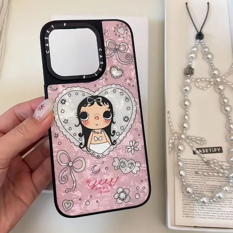 CASETiF贝壳纹小玉女孩适用16promax手机壳iPhone15可爱141卡通13