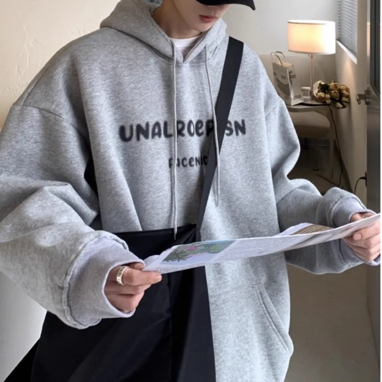 连帽卫衣男秋冬季oversize潮牌加绒卫衣美式复古重磅宽松休闲外套