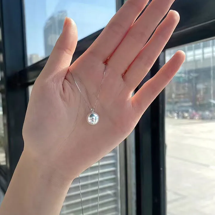 天然淡水珍珠吊坠单颗珍珠项链吊坠18K金赛海水澳白akoya珍珠吊坠