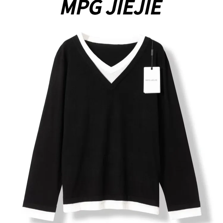 MPG JIEJIE【姿态】25早秋大码假两件显瘦毛衣