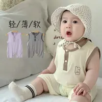 婴儿衣服夏季薄款凉快男女宝宝连体衣新生儿夏天无袖飞袖哈衣短爬