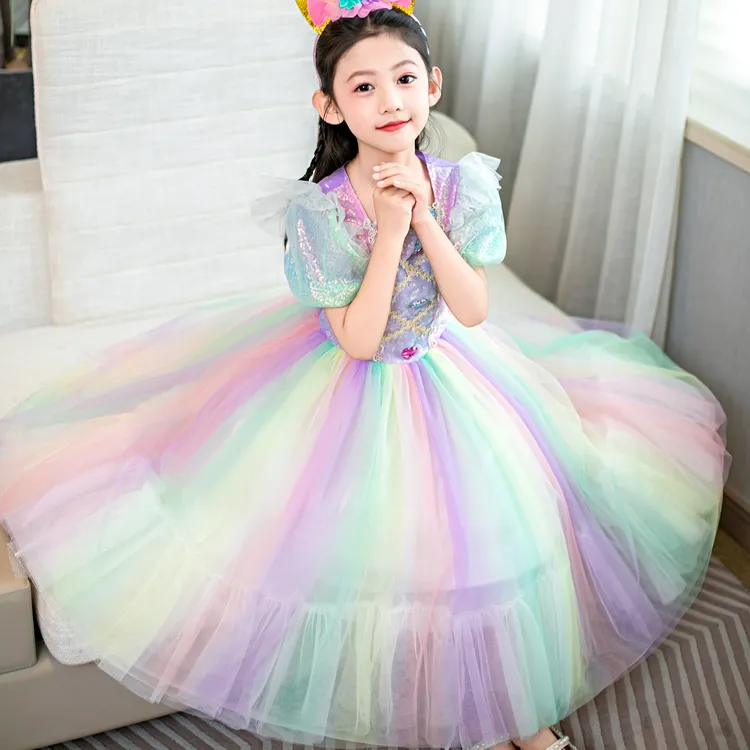 万圣节小马宝莉公主裙女童儿童cos生日服装彩虹连衣裙独角兽礼服