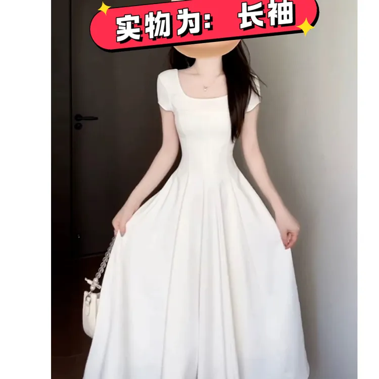 （谭老五）《秋款白月光版步步生莲》高级感连衣裙富家千金感收腰2251