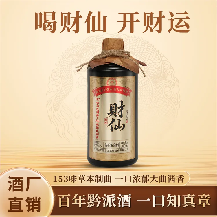 财仙传承【10】茅台镇白酒纯粮食酒水高粱老酒高度酒酱酒53%Vol500