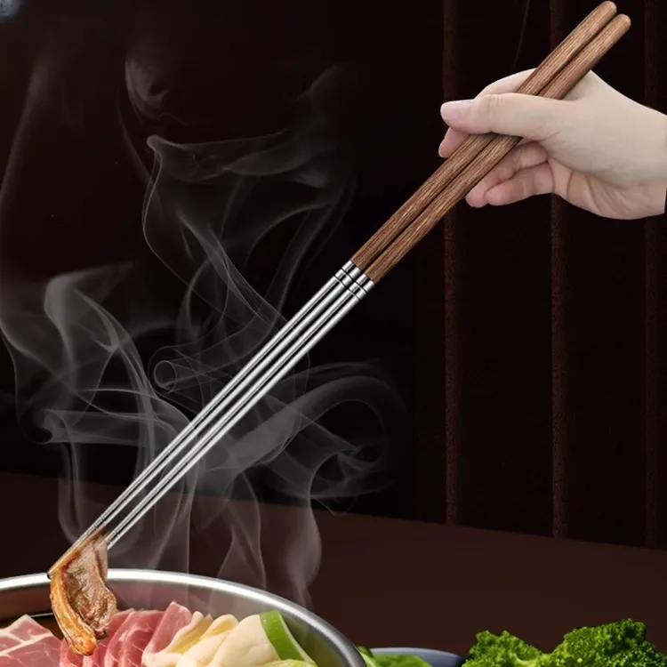 304不锈钢加长油炸筷子耐高温防烫捞面火锅筷子商用炸油条专用筷