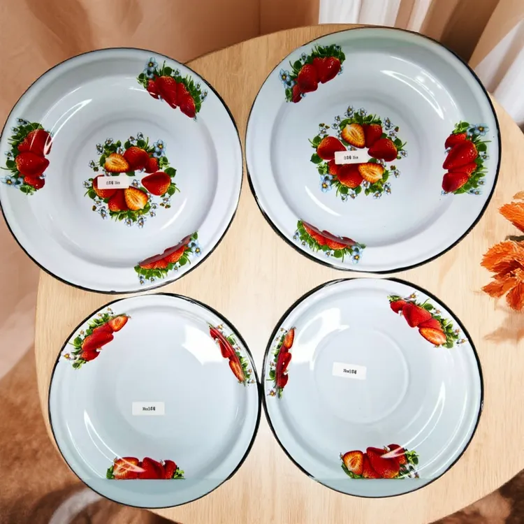 进口4个草莓盘加厚35cm两个30cm两个家用圆形