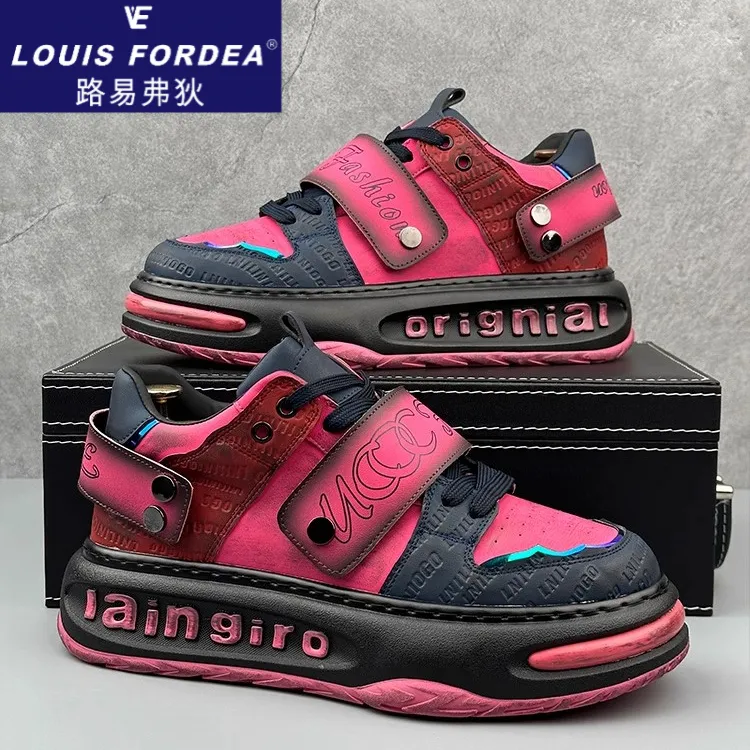 Louis Fordea/路易弗狄潮牌男鞋设计厚底脏脏板鞋时尚复古休闲鞋