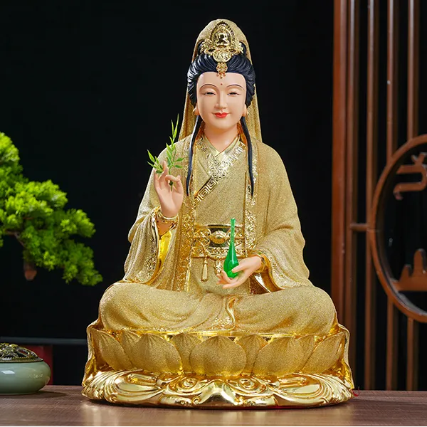 新款妙善观音菩萨树脂佛像家用观世音白色观世音菩萨摆件