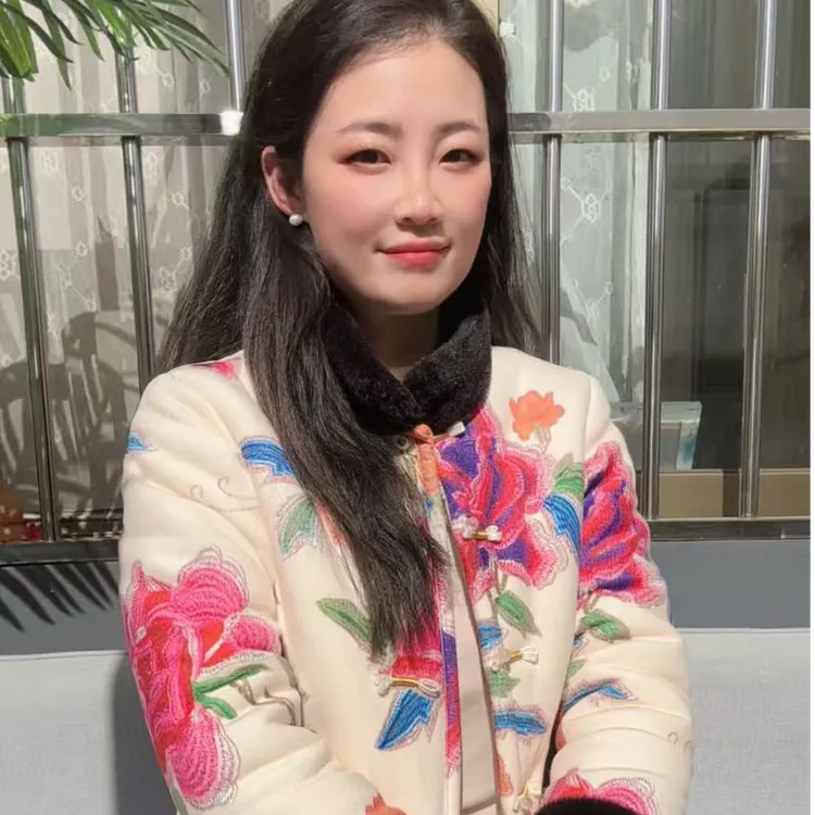 冬季加厚新中式国风花棉袄舒适柔软小花袄加绒御寒