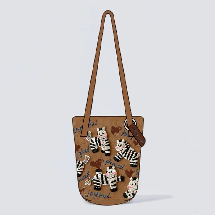 艺术鸭xYoky 设计师原创刺绣水桶包通勤时尚大容量单肩斜跨包女包