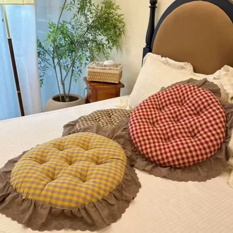 【坐垫蒲团】田园风花边坐垫椅子座垫加厚家用地板座垫多功能