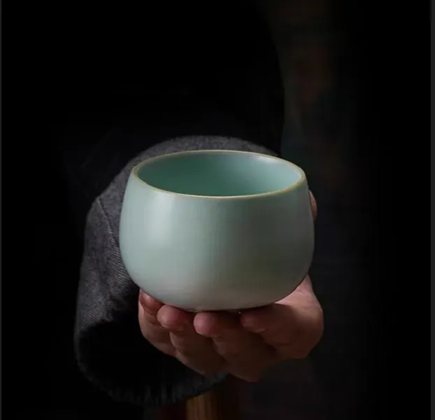 东道汝窑马年生肖杯马上就盈全手工高端主人杯礼盒装汝州汝瓷茶杯