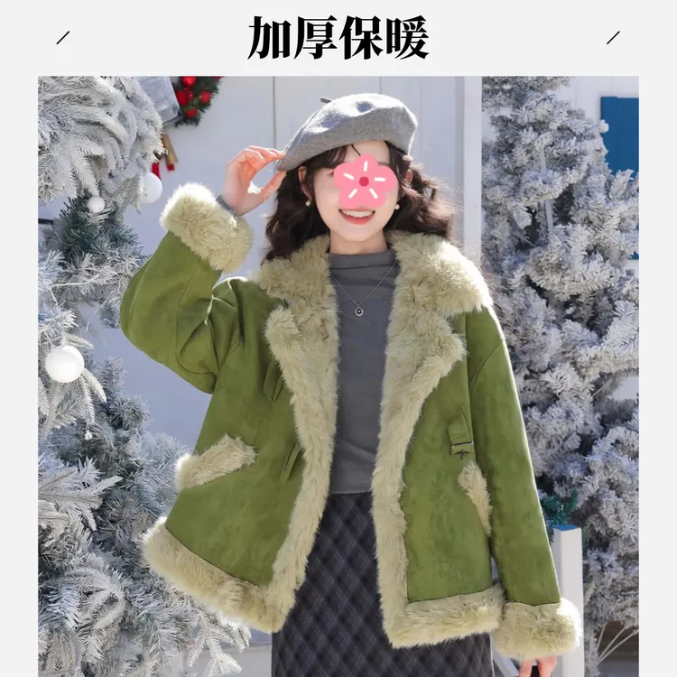 韩版复古拼接立领外套女2025冬季新款小个子网红百搭加厚保暖上衣