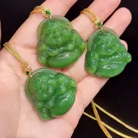 【双十一大促】18K金天然和田玉碧玉佛公吊坠多样性发一35-36MM