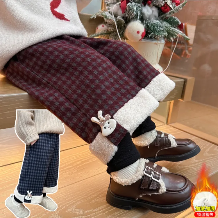 【一条过冬】女童假两件加绒加厚秋冬新款儿童阔腿裤