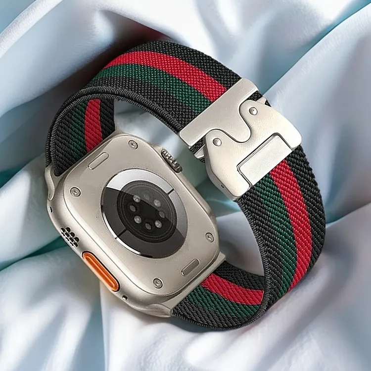 苹果手表表带S10拼色表带透气降落伞扣华强北ultra2可换表带佩戴