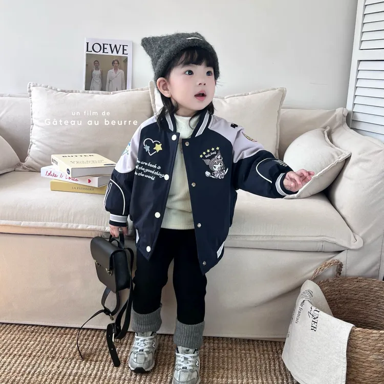 【鱼子酱5-8度】Q25256WT拼色夹棉防水外套小童女童童装卡通冲锋衣