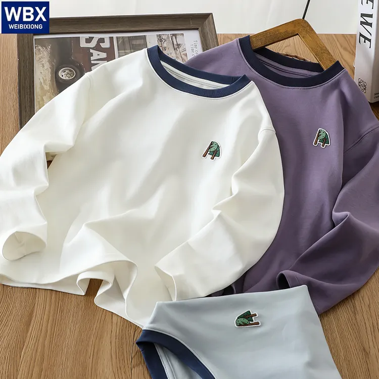 2025秋装新款男童长袖t恤儿童春秋撞色打底衫中大童酷帅圆领上衣