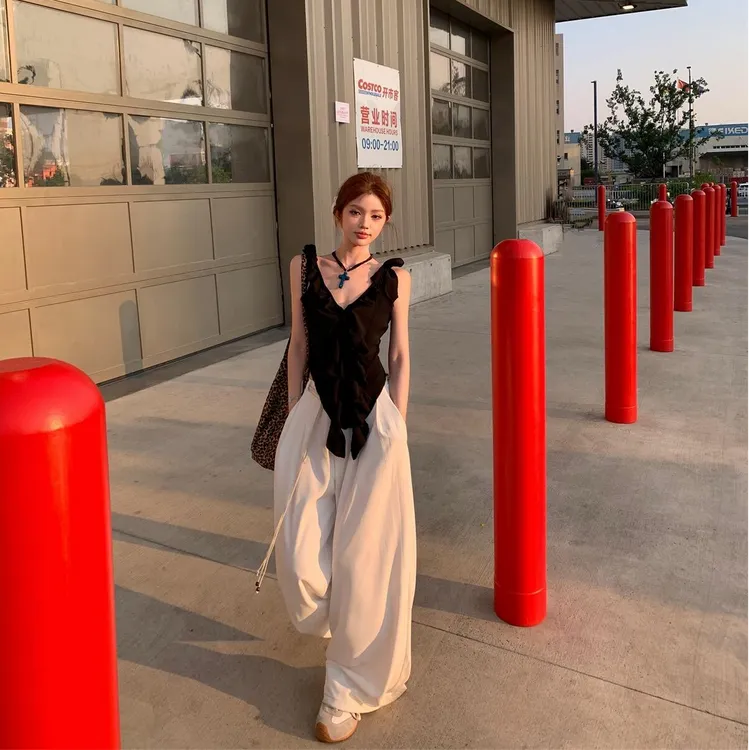 美式辣妹背心女夏季不规则修身无袖露背上衣设计感小众百搭阔腿裤