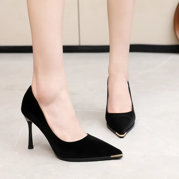 羊皮【9公分 7公分】防水台职业高跟鞋性感浅口气质女鞋时尚春秋