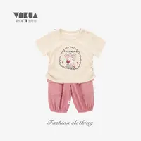 婴悦家夏款女宝宝甜美百搭萝莉短袖上衣+裤子 88524+88523