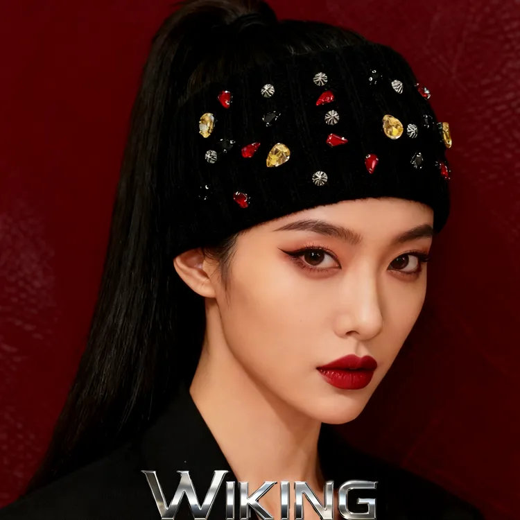 王大嘴原创 “彩钻针织”秋冬时尚运动针织彩钻发带包头帽M147