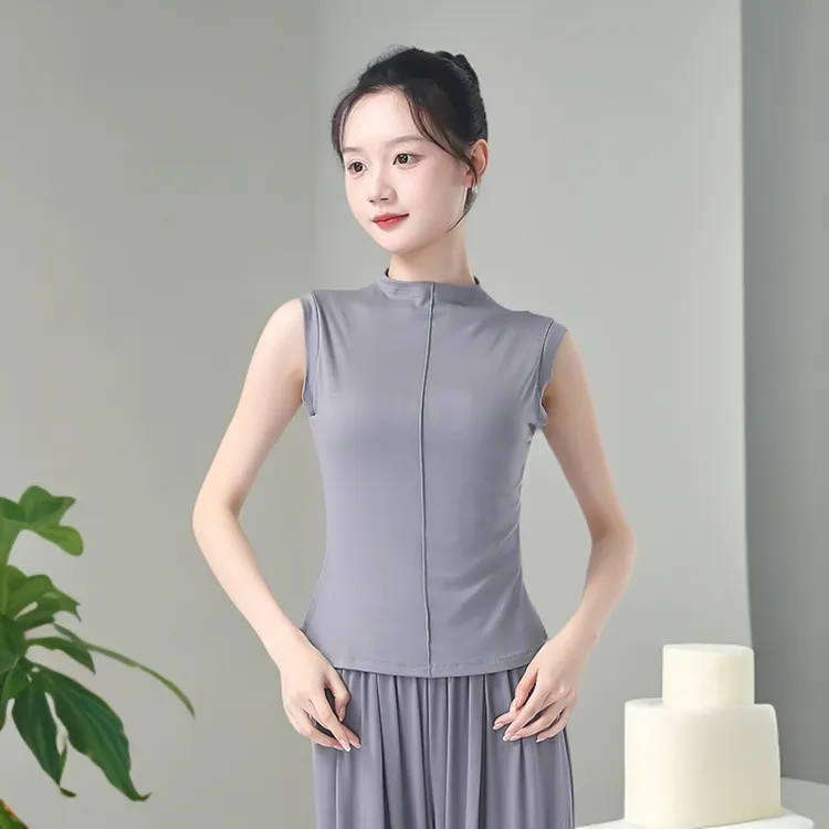 现代舞上衣女棉无袖半高领形体百搭瑜伽背心外穿形体艺考练功服