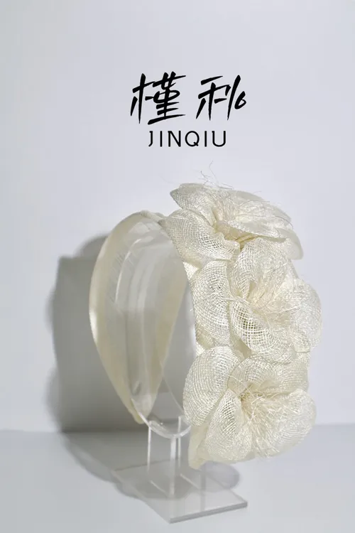 JQ 现货直发真丝麻立体花朵造型发箍
