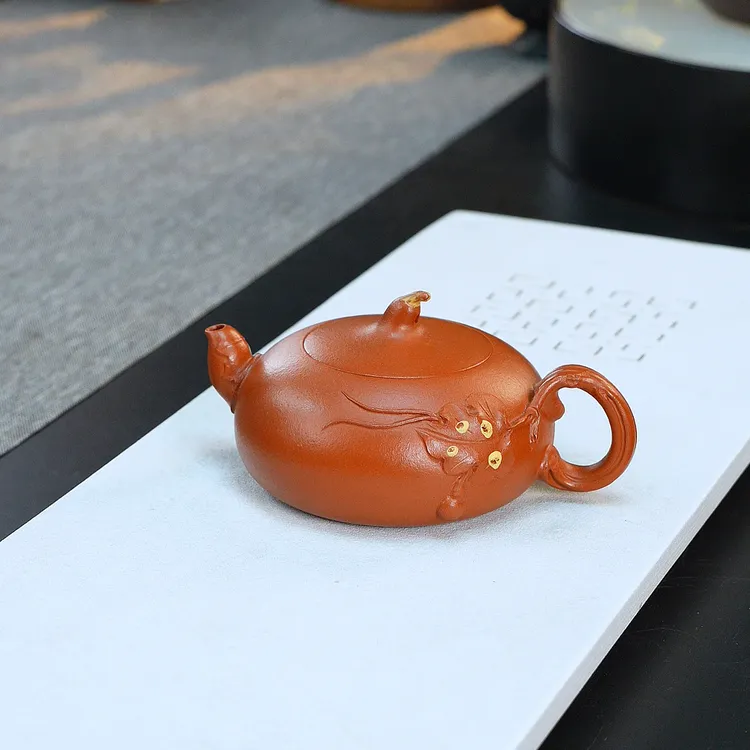 宜兴手工手制紫砂精美茶具  小红泥  《胖葫芦》  130毫升