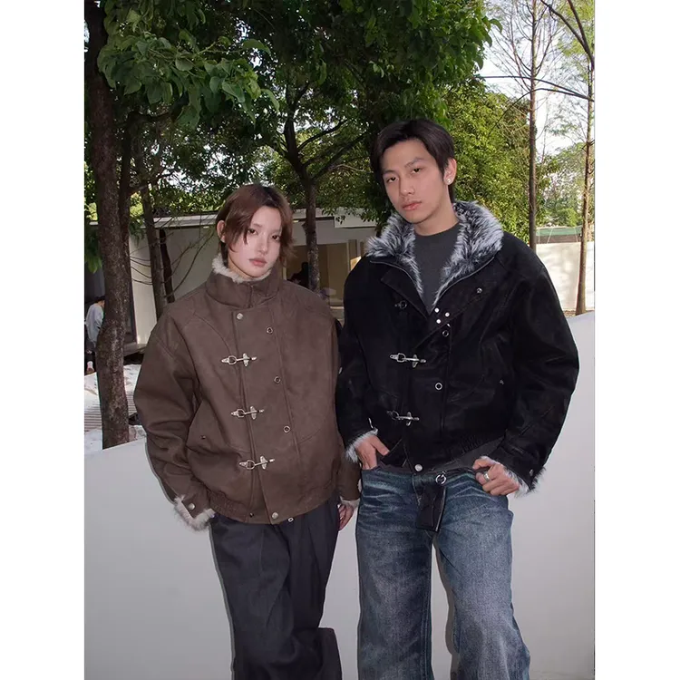 EME 【狼王雕】定染水洗晕染鳄鱼纹工装飞机扣座山雕冬季保暖棉服