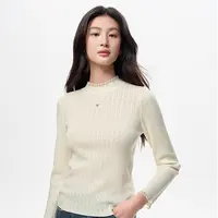 【晨粉专享价】珂莱蒂尔2025秋季新款100%羊毛百搭小立领内搭打底