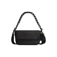 COACH/蔻驰男士CHARTER 18 号翻盖斜挎包17.5*11cm黑老花默认微瑕