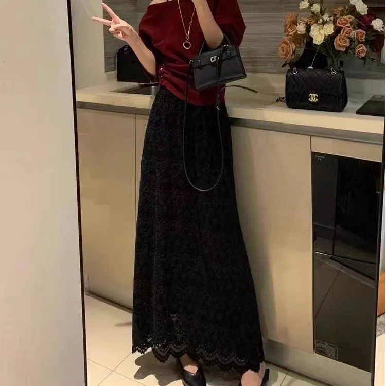 【A401~A500】法式气质垂感半身裙女秋冬高级感软糯a字伞裙高腰长裙